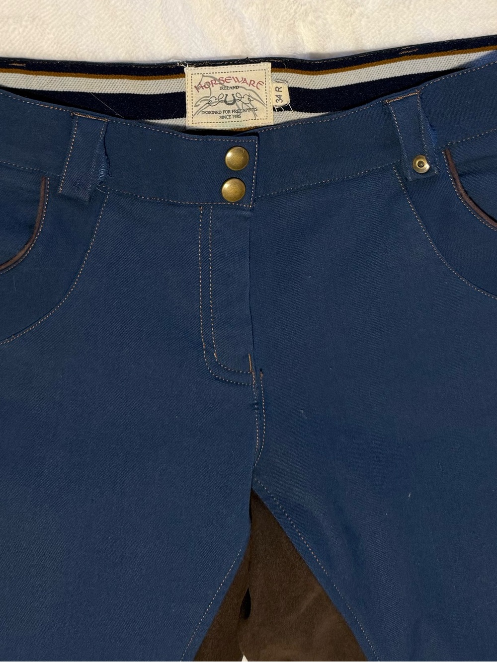 Women’s Horseware Ireland Navy and Brown equestrian riding pants 34R
